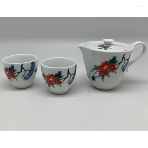Teaware Sets Taiwan Jianyao Complete Set Of Tea White Porcelain Glaze Color Light Green Peony Flowers One Pot Two Cups Household P