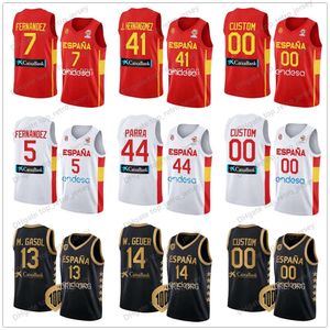 Gedruckt 2023 Weltmeister Basketball Spanien Jersey Espana 16 Usman Garuba 4 Alberto Diaz 8 Dario Brizuela 21 Alex Abrines 9 Ricky Rubio 13 Marc Gasol 4 Pau Benzin rot