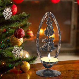 Ljushållare vintage hållare brons metall jul älg snögubbe mönster belysning ljusstake bröllop hem dekoration tillbehör Xmas g