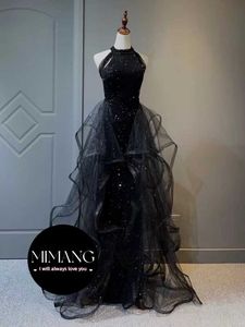 Black evening dress light luxury high-end and luxurious. party banquet Graduation Dresses