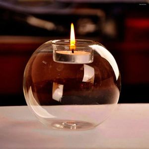 Candle Holders Round Hollow Crystal Glass Holder Wedding Candlestick Home Decor For Living Room Bedroom Stock Candles &