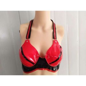 Lateksowy guma gummi seksowna beaufiry urocza czerwona bikini stanik rozmiar xs ~ xxl