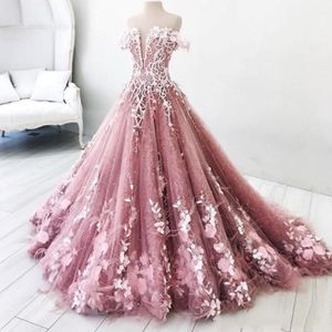 Prenses 2021 balo elbiseleri omuz apliklerinden uzun süreli dantel gece önlükleri tatlı 16 quinceanera vestidos özel yapılmış gelin konuğu dr 274Q