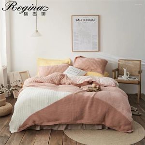 Bettwäsche Sets Regina Marke gemütlich zu Hause Pink Set Top -Qualität Nordic Milch Cashmere Strick Kissenbezug Blatt Bettdecke Süßes Frauen Bett