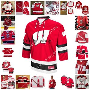 VIN NCAA WISCONSIN BADGERS SYTDED COLLEGE HOCKEY JERSEY 28 SHAY DONOVAN 29 BEN GARRITY 31 Cameron Rowe 35 Jared Moe 25 Dominick Mersch 26