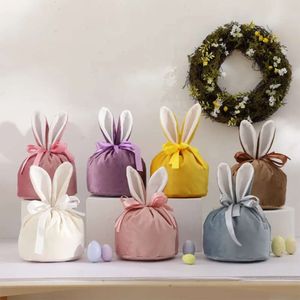 Bolsa de bolsa de atacado Decoração de coletes para presente de cordão Veet Bely Bunny Páscoa Cesta de Páscoa