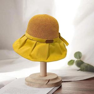 Breda randen hattar ihålig design sunhat elegant kvinnors solhatt med bågdekoration strandfiskare för skyddsemester