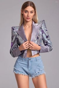 Women's Jackets Disco Double Sided Sequin Jacket Notched Collar Shiny Short Coat Party Club Sexy Streetwear Elegant Vintage Outerwear Spring