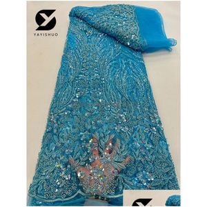 Fabric And Sewing Luxury African Heavy Beaded Lace 2023 High Quality 5 Yards Nigerian Sequins Tle 3D Material For Y6323 231226 Drop De Dh4Bt