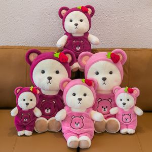 Authentic Lily Little Bear suave e fofo boneca criativa e urso carregando roupas de morango