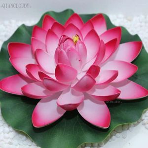 Fiori decorativi rosa artificiale finta loto foglia di giglio piante d'acqua decorazione del mariage flores 28 cm stagni impermeabili c44