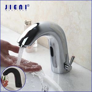 Torneiras de pia do banheiro Jieni Chrome Basin Torneira Automática Touch Free Hands Sensor Solid Brass Mixer Taps