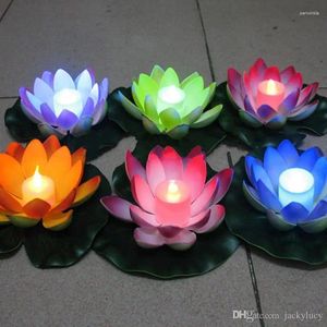 Decorative Flowers Artificial LED Floating Lotus Flower Candle Lamp With Colorful Changed Lights For Wedding Party Decorations Supply