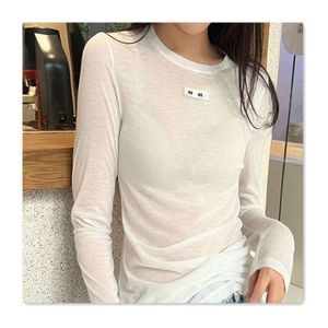 Mimi u Tshirt Designer Clothes Women t Shirts Long Sleeve Round Neck Letter Print Sexy Top Tee Female Casual Streetwear BZIV 0376 YJ1A