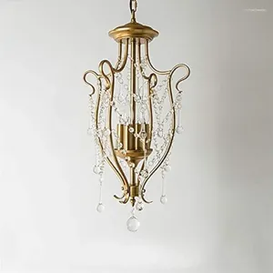 Lustres lustre lustre pendente de cristal e luminária fosca de altura ajustável Retro clássico elegante iluminação para sala de jantar