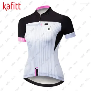 Racing sätter Kafiwomen's Clear White Cycling Suit Short Sleeved Shirt Women's Team Uniform Summer T-shirt