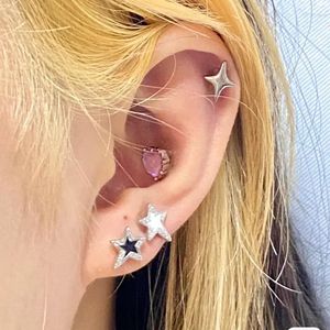 Bolzenohrringe Y2K Pentagonal Star für Frauen cooles Mädchen Gothic Kpop Punk Design 2024 einfache abnehmbare durchdringende Piercing Geschenke