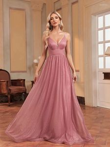 Sukienki imprezowe Lucyinlove luksus głęboki v szyja różowy wieczór Syrenka bez pleców formalna suknia A-line kobiety Caicktail Wedding Prom