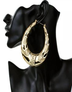 Hela guld Stora Big Metal Circle Bamboo Hoop örhängen för kvinnor smycken mode hiphop överdrivna örhängen 9521626