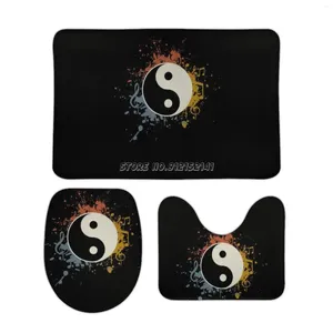 Bath Mats Yin Yang Yoga Vintage Musician 3st Badrumset Set Non-Slip Rug Print Carpet Doormats Toalett Seat Cover Pi