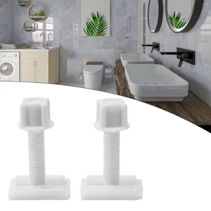 Toilet Seat Covers Bathroom Hinge Screws Plastic Bolts Replacement Tools White 2 Sliding Plates Washers Accessories