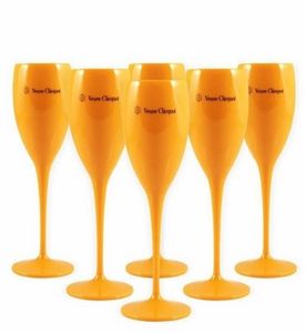 6PCSオレンジプラスチックシャンパンフルートアクリルパーティーワイングラス2205056235943