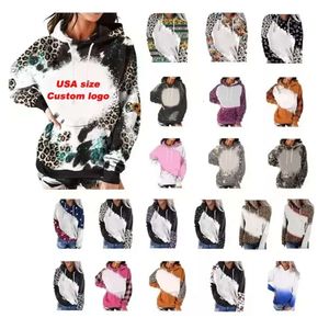 Großhandel Leopard Sweatshirts Getreide Erwachsene Bleichmittel 100% Polyester -Sublimation Blank Faux gebleichte Hoodies Druckbare Krawatte Dye Pullover Pullover Hemds FS9544 Ed Ed Ed Ed Ed Ed