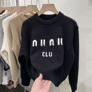 Crew Neck Pullover Sweater Women Autumn and Winter Lazy New Fashion Trend Letter Short Hoodie Knit Retro Bottom Shirt Top YFYP 6KVA 1M0K