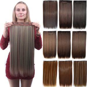 Peruk kvinnlig lång rak hårmottagande bit en bit fem klipp peruk bit klipp hår kemisk fiber hår gardin