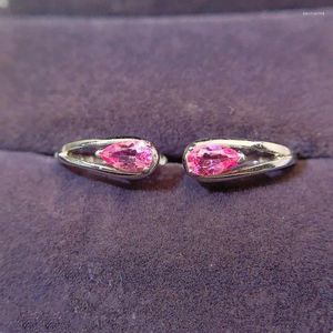 Hoop -Ohrringe natürliche echte rosa Sapphire Ohrreine Wassertropfenstil 3 5 mm 0.4ct 2pcs Edelstein 925 Sterling Silber Fine Schmuck L243214