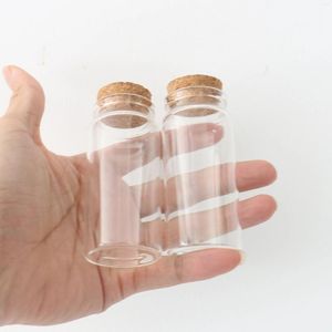 Lagringsflaskor 24 st/parti 26 37 80mm 60 ml Glass Jars Bottle Stopper Spice Corks Spicy Containers Tiny Injekten Teströr