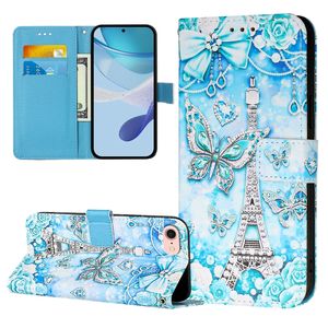 SE4 Flower Leather Wallet Cases For Samsung M55 M62 M15 X Cover 7 6 5 M34 M54 M14 M52 M32 M53 M33 Iphone SE 4 Tower Butterfly Panda Tower Animal Holder Flip Cover PU Pouch