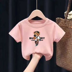 T-shirts Funny Bear Fashion Print Kid T-shirts Children Baby Short Sleeve Harajuk Tees Boy Girl Kawaii Tops Gift Summer Clothing T240509