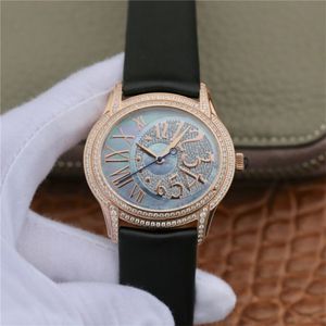 77303BC Diamond Watch Montre de Luxe 35 mmx39 5mm Automatische mechanische Bewegung Edelstahl Hülle Ledergurt Frauen Uhr 3002
