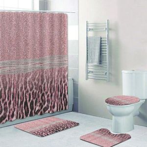 Tende per doccia set di tende a leopardo per leopardo rosa scintillio alla moda per tappeti da bagno ghepardo da bagno arredamento