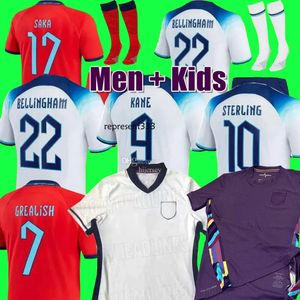 Shirt di calcio in Inghilterra Bellingham a casa 23 24 Maglie da calcio Rice Saka Foden Rashford Sterling Stones Grealish Kane Men Fan Fans Player Shirts Football Shirts