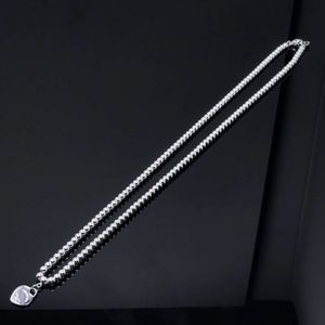 S925 Silver TiffanyJewelry Heart Pendants Точные высококачественные любовные колье без бриллиантов Любовь Будда -цепь бисера Интернет знаменитость