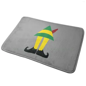 Mattor Elf Mini Entrance Door Mat Bath Rug Movie On The Shelf Buddy Musical Yellow Green Red Hat Shoes Christmas