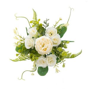 Dekoracyjne kwiaty 7-szorstki symulacja Pionija kwiat sztuczny biały różowy ślub Pography Rekwizyty bukietowe domowe wystrój jadalni