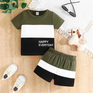 Clothing Sets Clothing Set For Kid Boy 6-36Months Letter HAPPY EVERYDAY Short Sleeve Tshirt and Shorts Summer Outfit For Newborn Baby BoysL2405