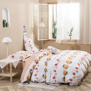 Bettwäsche -Sets Set Cotton Duvet Ab doppelseitiges Design Orange1quilt Deckung 1Flat Blatt 2 Kissenbezug 200x230 cm