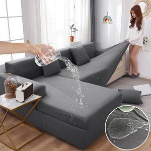 Copertura della sedia divano elastico a prova di acqua per soggiorno a colori solidi slipcover sletch cover angolo di divallo per la forma necessaria 2 pezzi