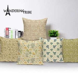 Pillow Flower Floral Grass Pillows 45 Farmhouse Home Decor Linen Case Green Plant Cover Custom Living Room S