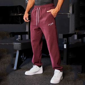 American Mens Cotton Sports Pants Jogging Fitness Leisure Medium Close Range Wstring Autumn Winter 240508