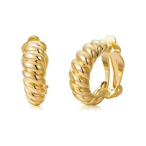 Preto de aço inoxidável croissant clipe de argola de ouro em brincos para mulheres hipoalergênicas sem perfurar joias Aretes J240513