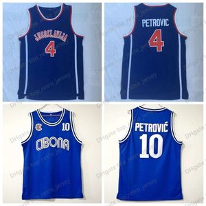 Męskie Drazen Petrovic Chorwacja #10 Cibona Basketball Jerseys #4 JUGOSLAVIJA JUGOSLAVIA STITCHED SHIRTS BLUE JERSEY S-XXL