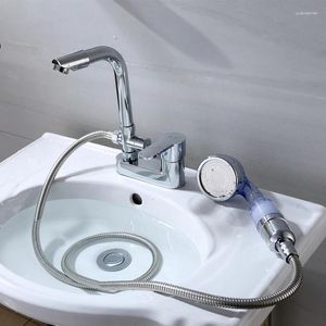 Bathroom Sink Faucets Deck Mounted Cold Water Mixer Valve Nozzle Tap With Shower Head Set Basin Faucet