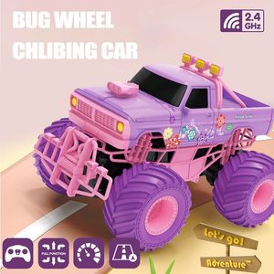 Q157 24g Kletterfernbedienungskontrollauto Pink Purple Girl Spielzeug RC Off Road Model Trucks Fahrzeug Kinder Geschenk 240506