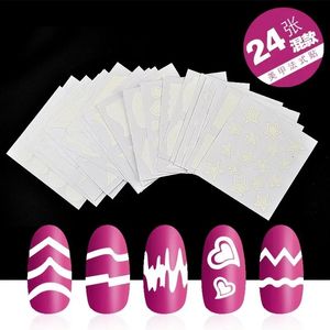 Gränsgränsklistermärken för nagelförbättring, franska nagelklistermärken, Smile Stickers, French Nail Three in One, 48 Stickers, 24 Mixe