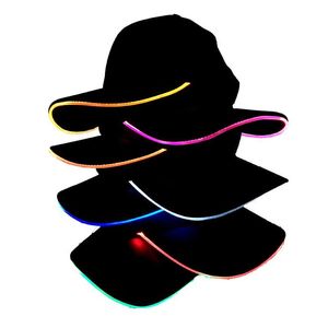 Dekoracja imprezy LED Light Baseball Cap Pure Bawełny Luminous Bar Casual Hat Mężczyźni i kobiety na świeżym powietrzu Drop dostaw